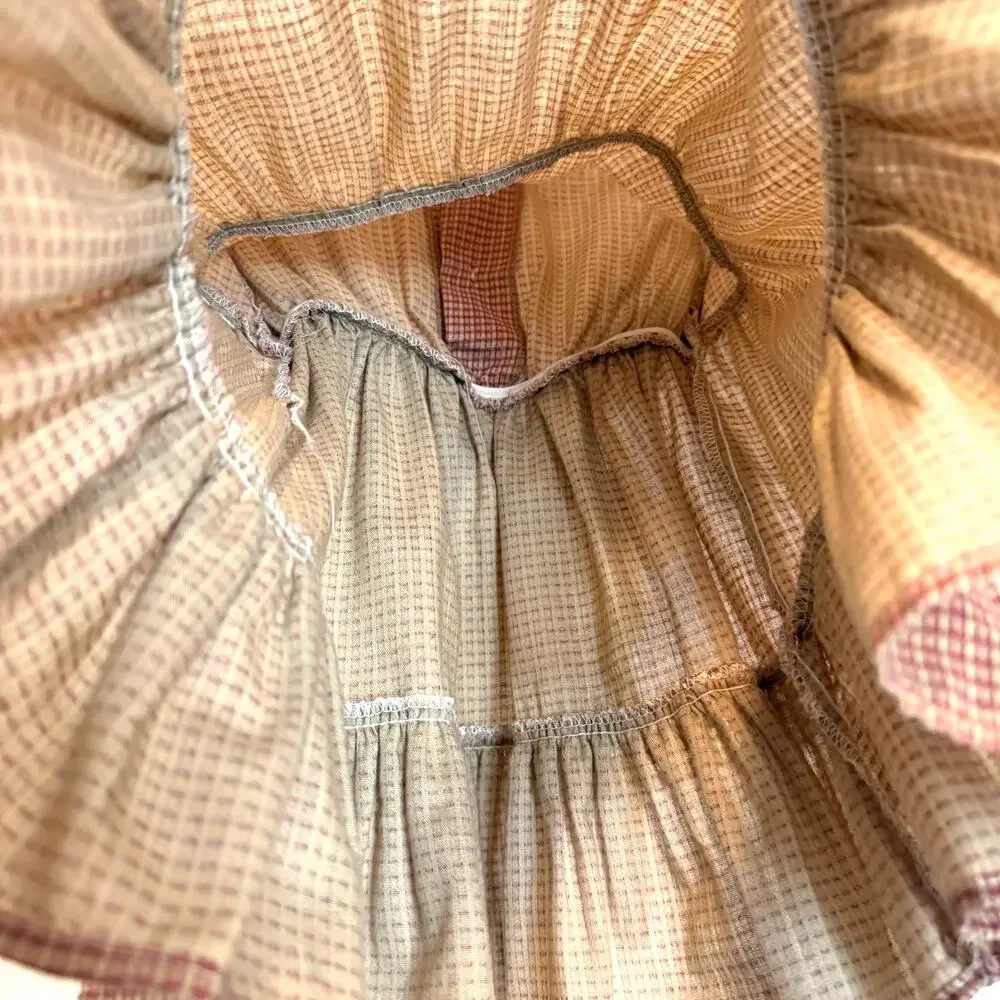 Vintage Nursery Rhyme Dress Plaid Lace Prairie Belk 24M 2T